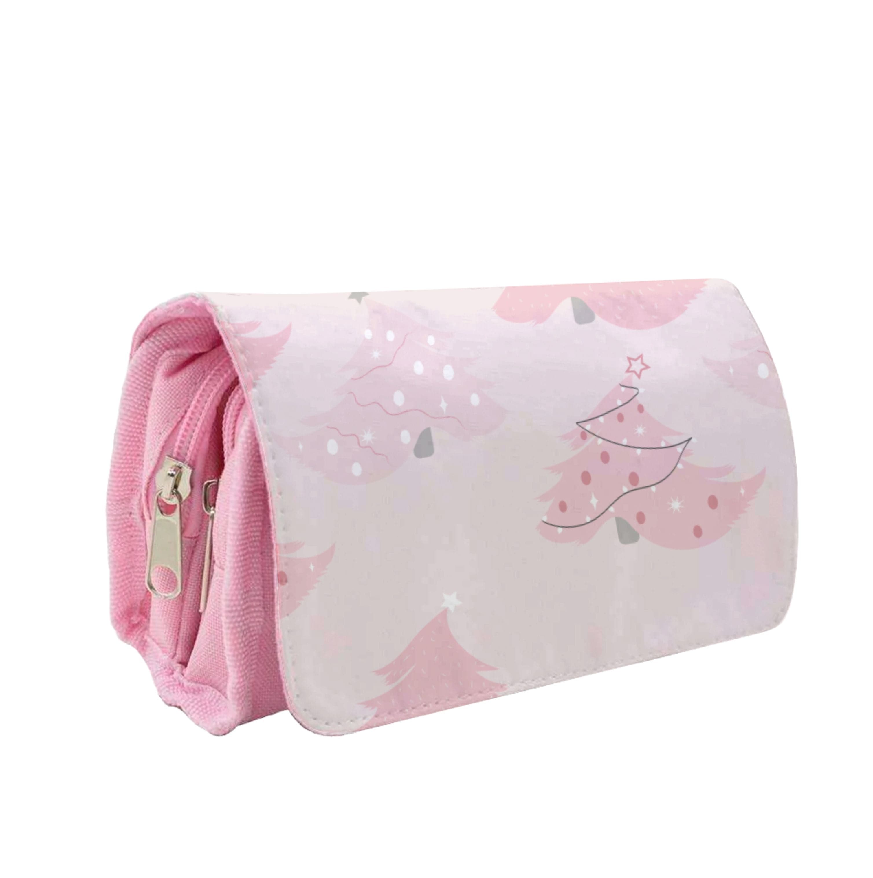 Pink Christmas Tree Pattern Pencil Case