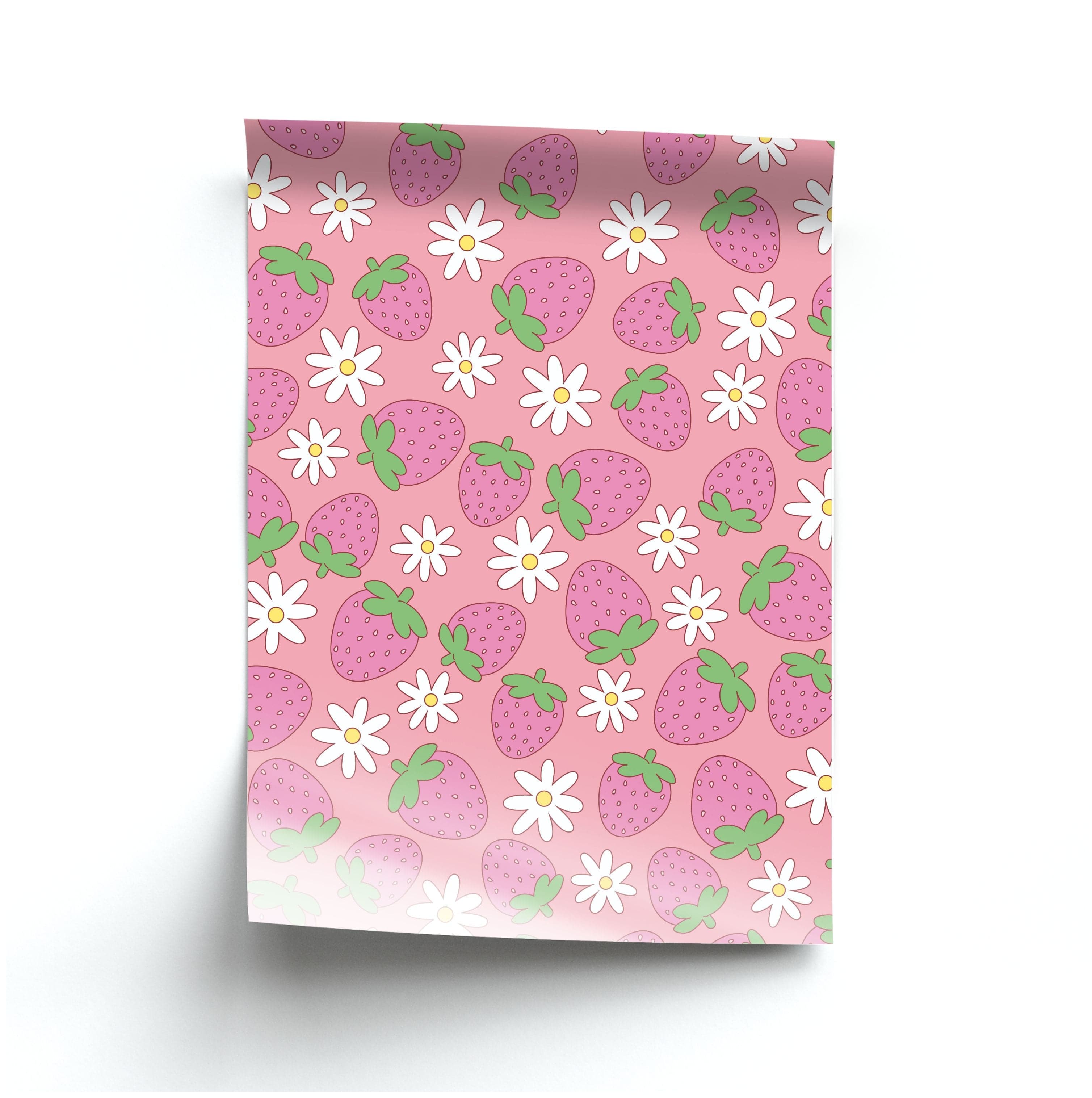 Pink Strawberries - Spring Patterns Poster