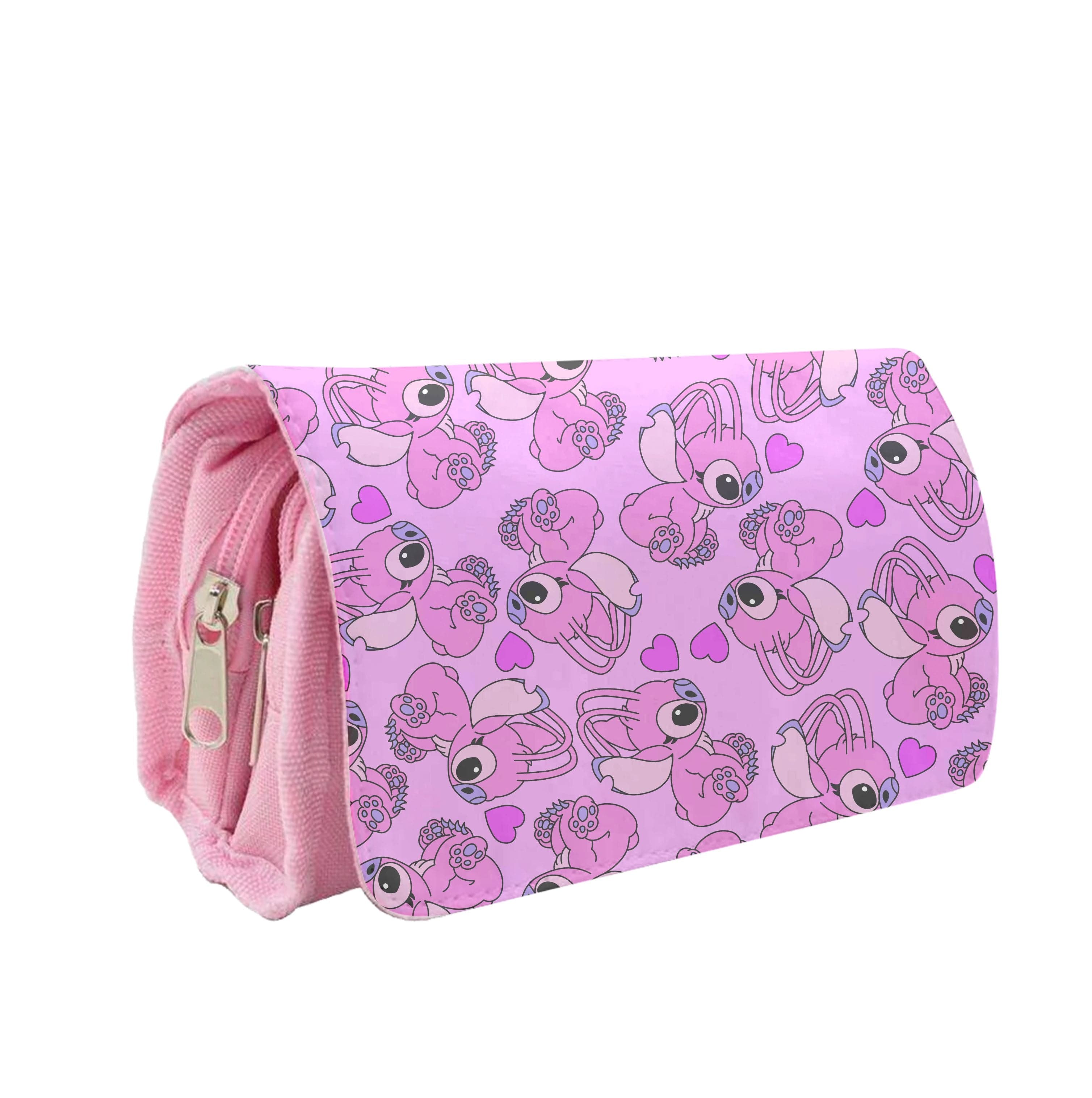 Love Heart Pattern - Pink Alien Pencil Case