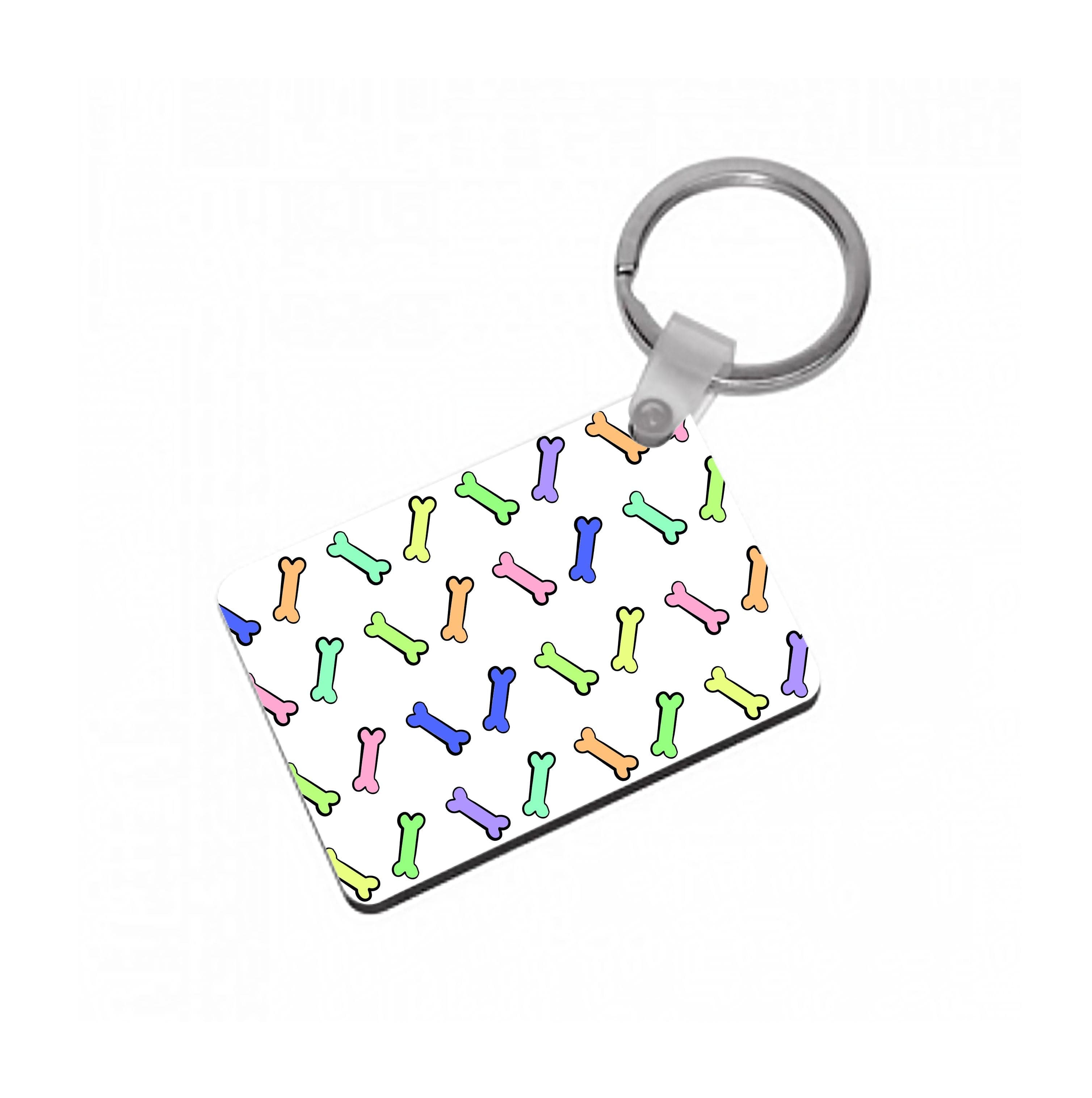 Multi colour bones - Dog Patterns Keyring