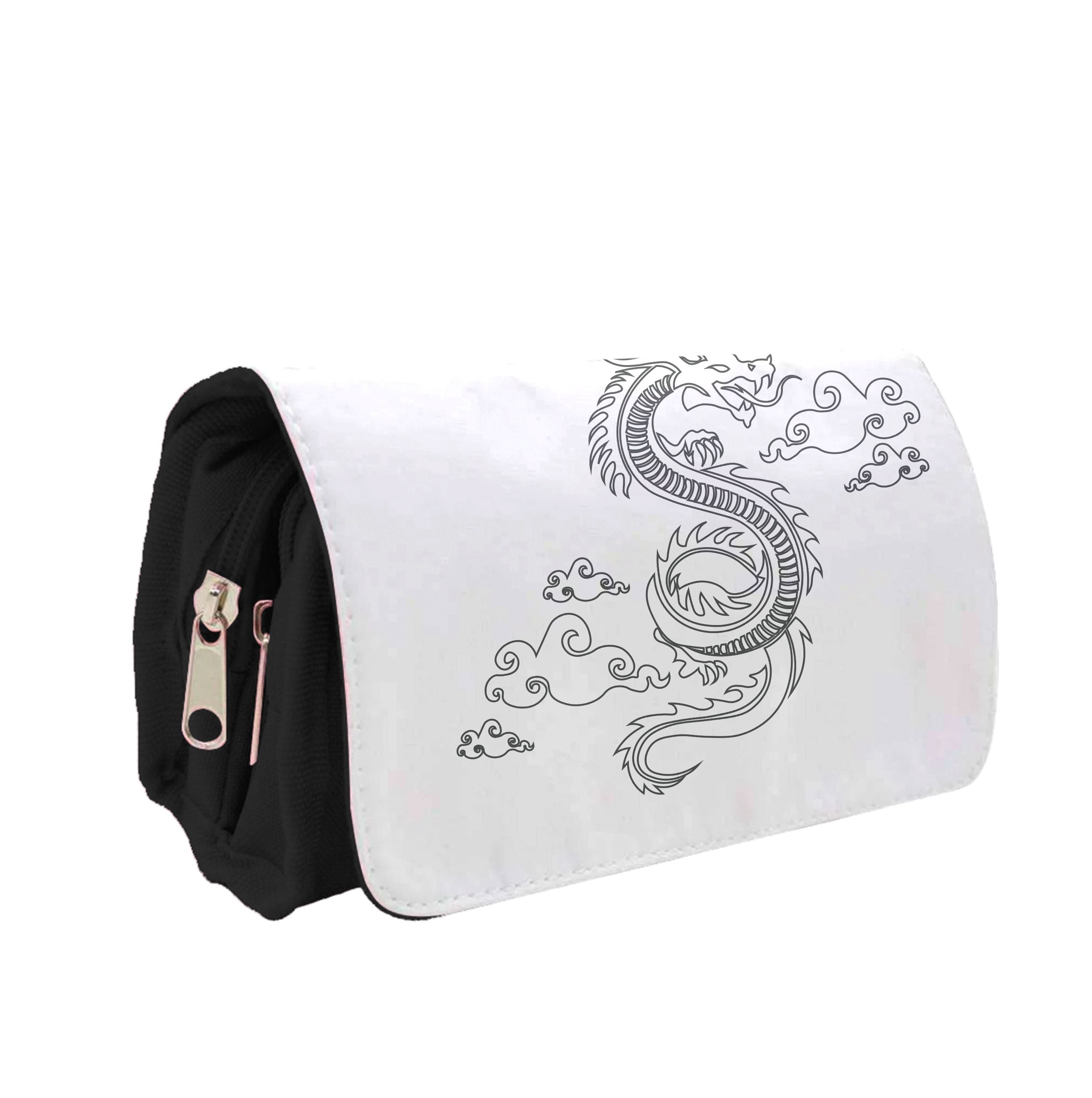 Black - Dragon Patterns Pencil Case