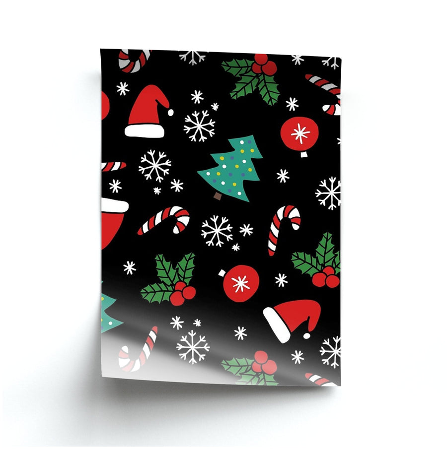 Christmas Objects Pattern Poster