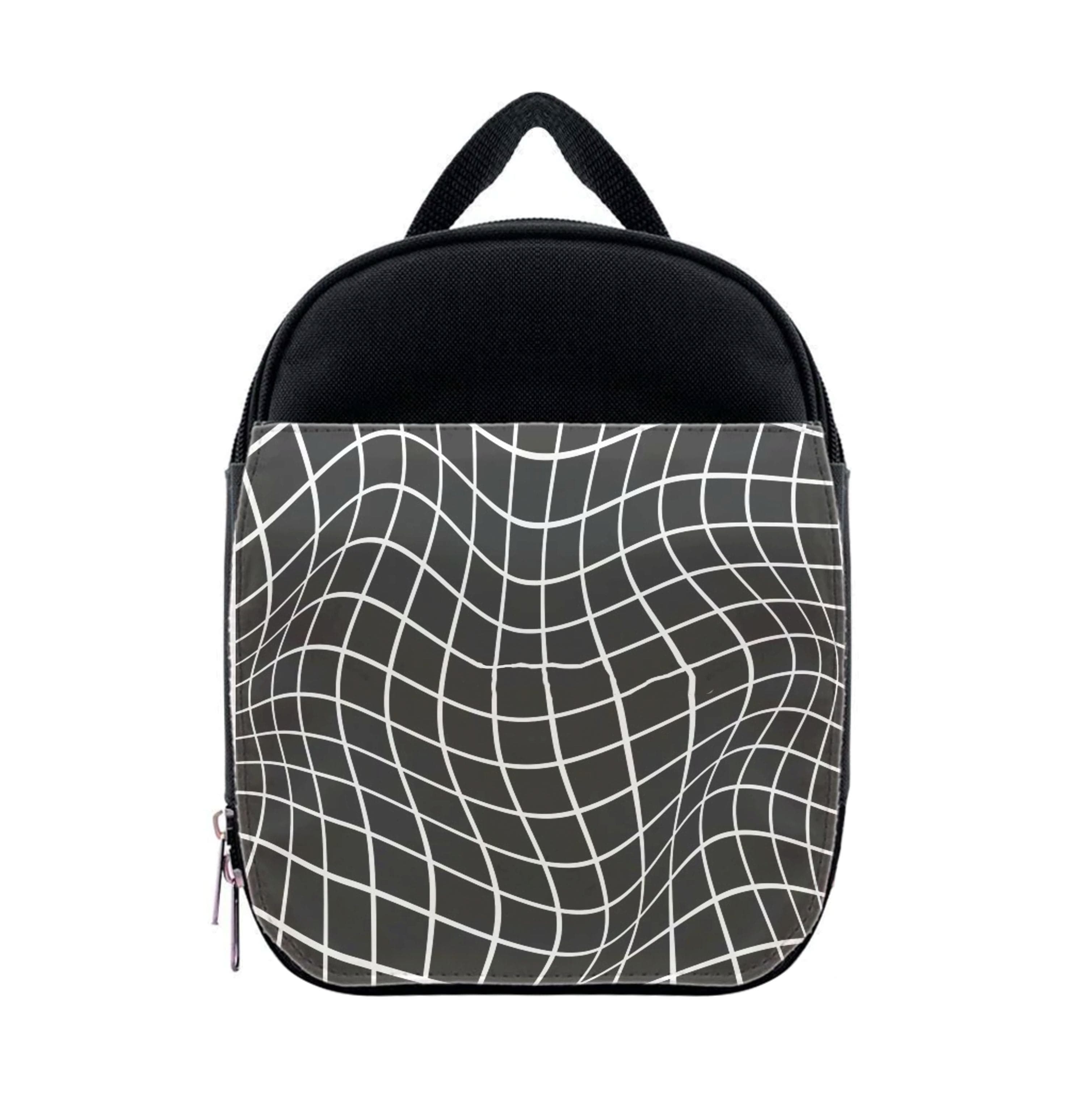 Black Wavy Grid Pattern Lunchbox