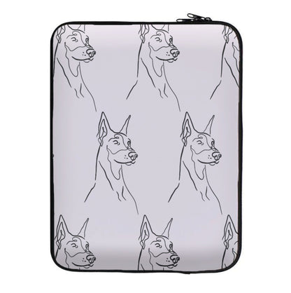 Dobermann Outline - Dog Pattern Laptop Sleeve