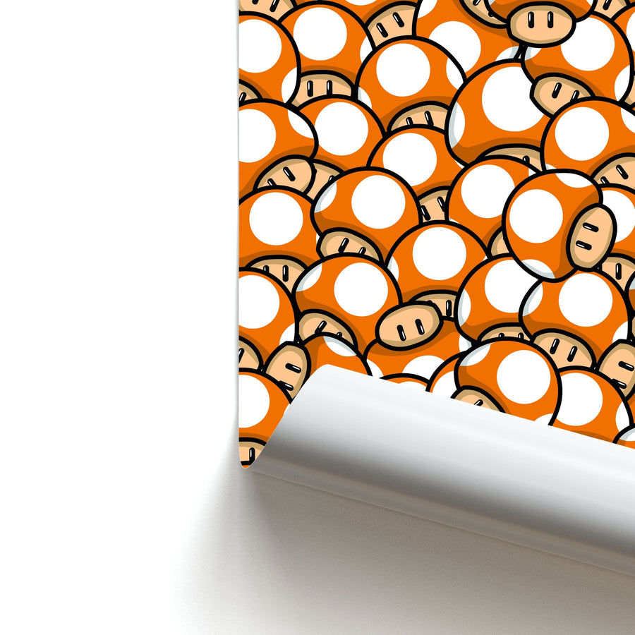 Mushroom Pattern - Orange Poster