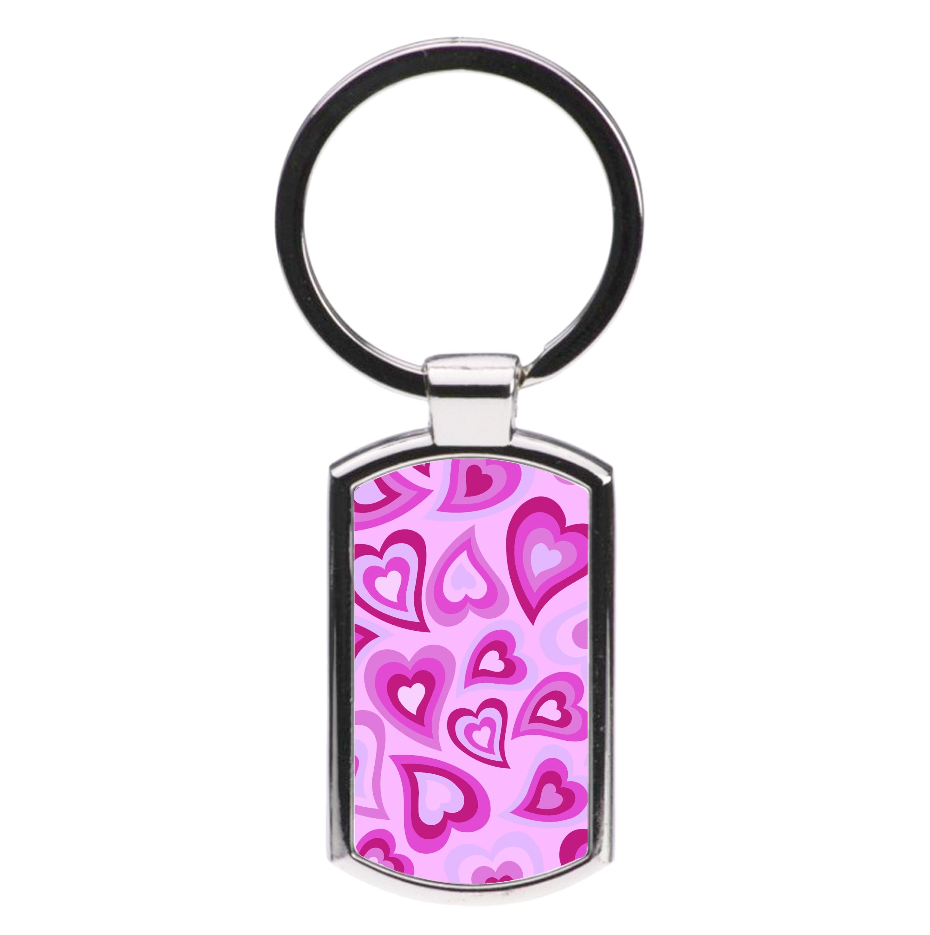 Pink Hearts - Trippy Patterns Luxury Keyring