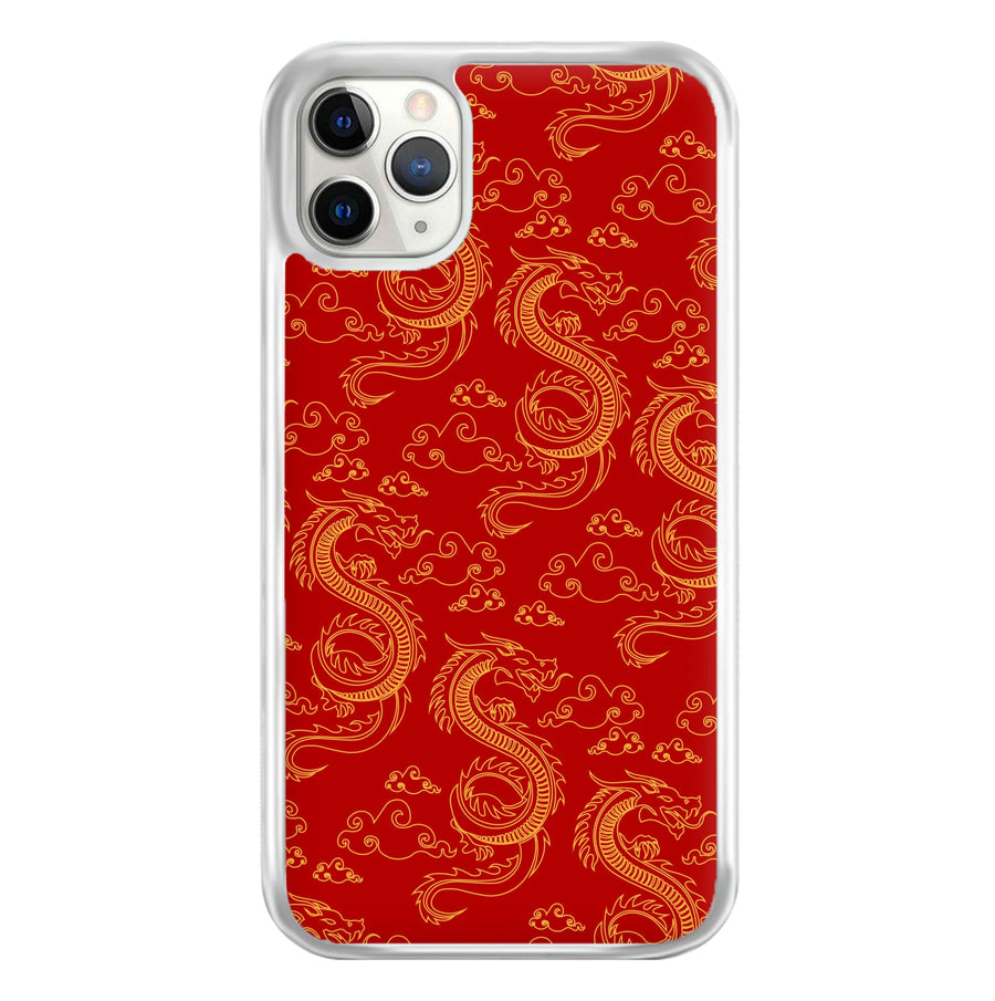 Red And Gold Dragon Pattern Phone Case