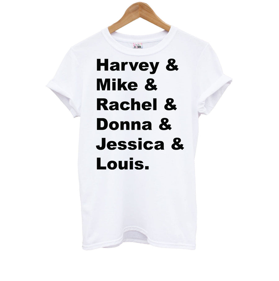 Character Names - Suits Kids T-Shirt
