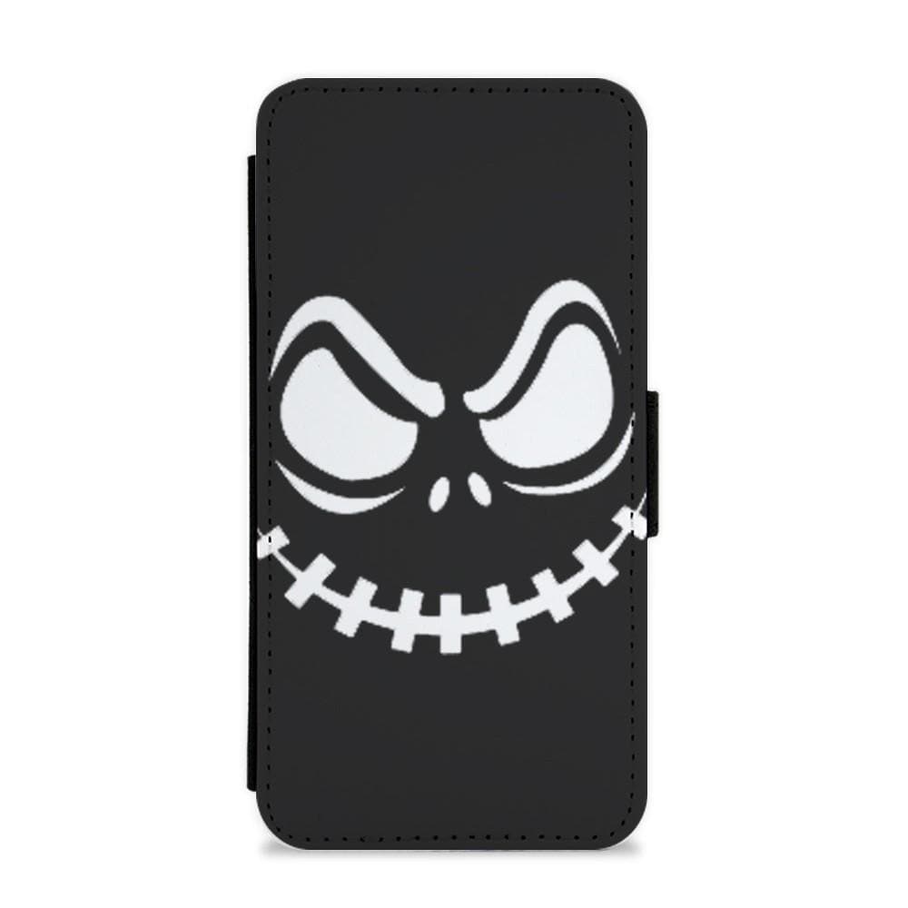 Creepy Smile - Black Flip Wallet Phone Case
