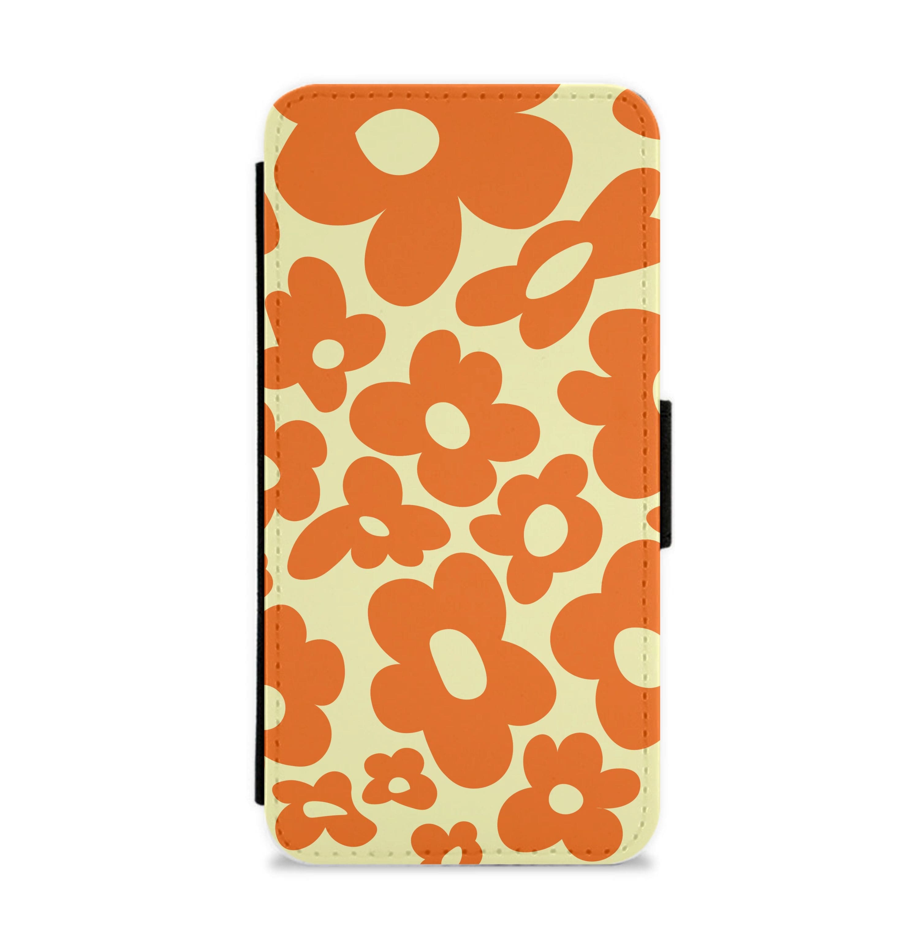 Orange Flowers - Trippy Patterns Flip / Wallet Phone Case