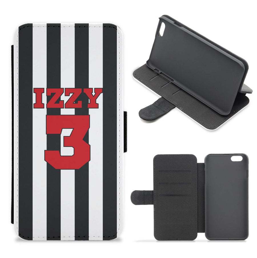 Black And White Stripes - Personalised Football   Flip / Wallet Phone Case