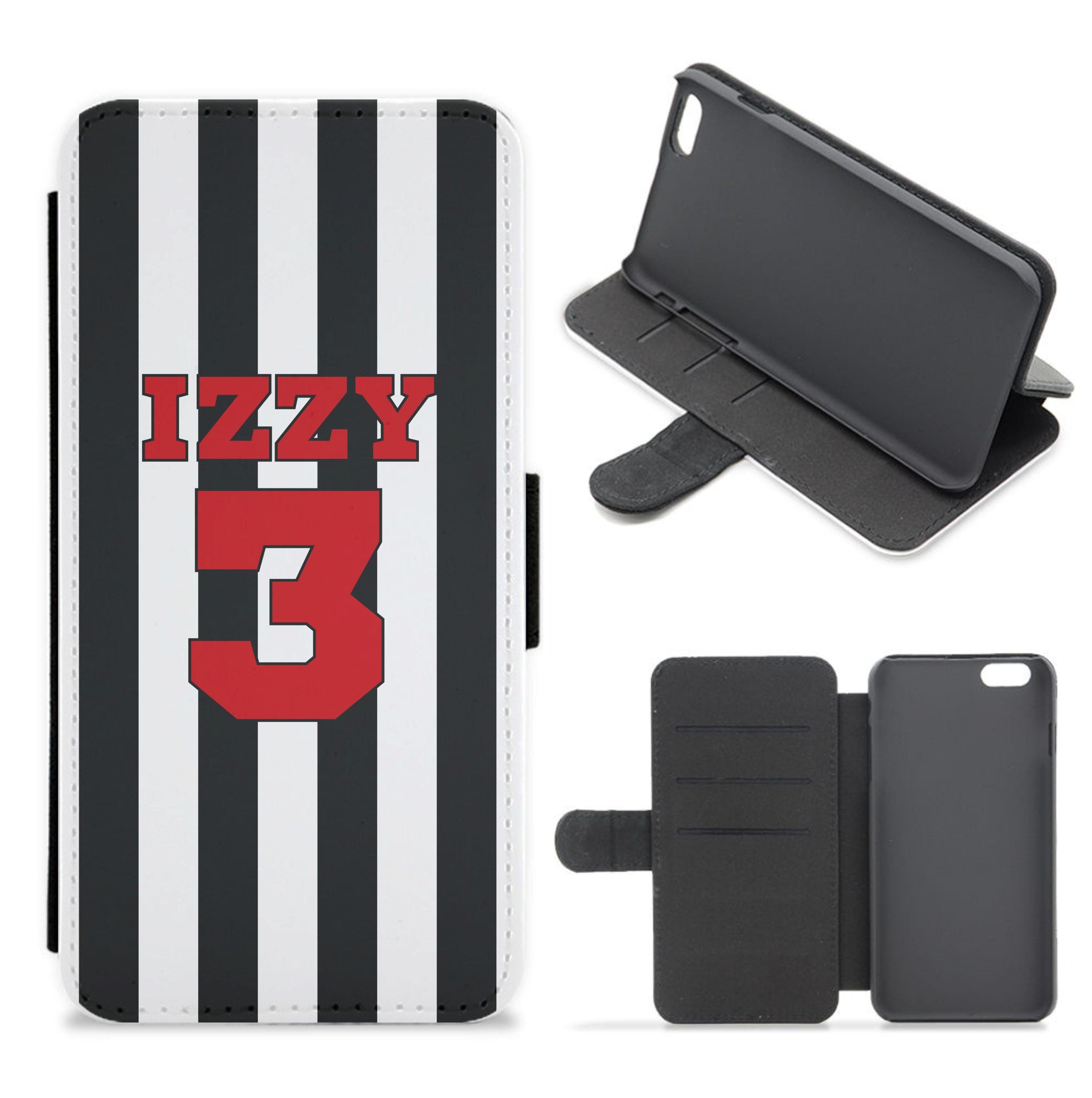 Black And White Stripes - Personalised Football Flip / Wallet Phone Case