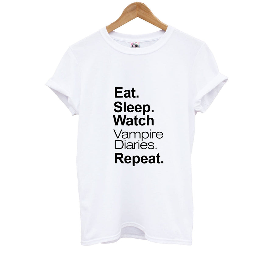 Eat Sleep Watch Vampire Diaries Repeat Kids T-Shirt
