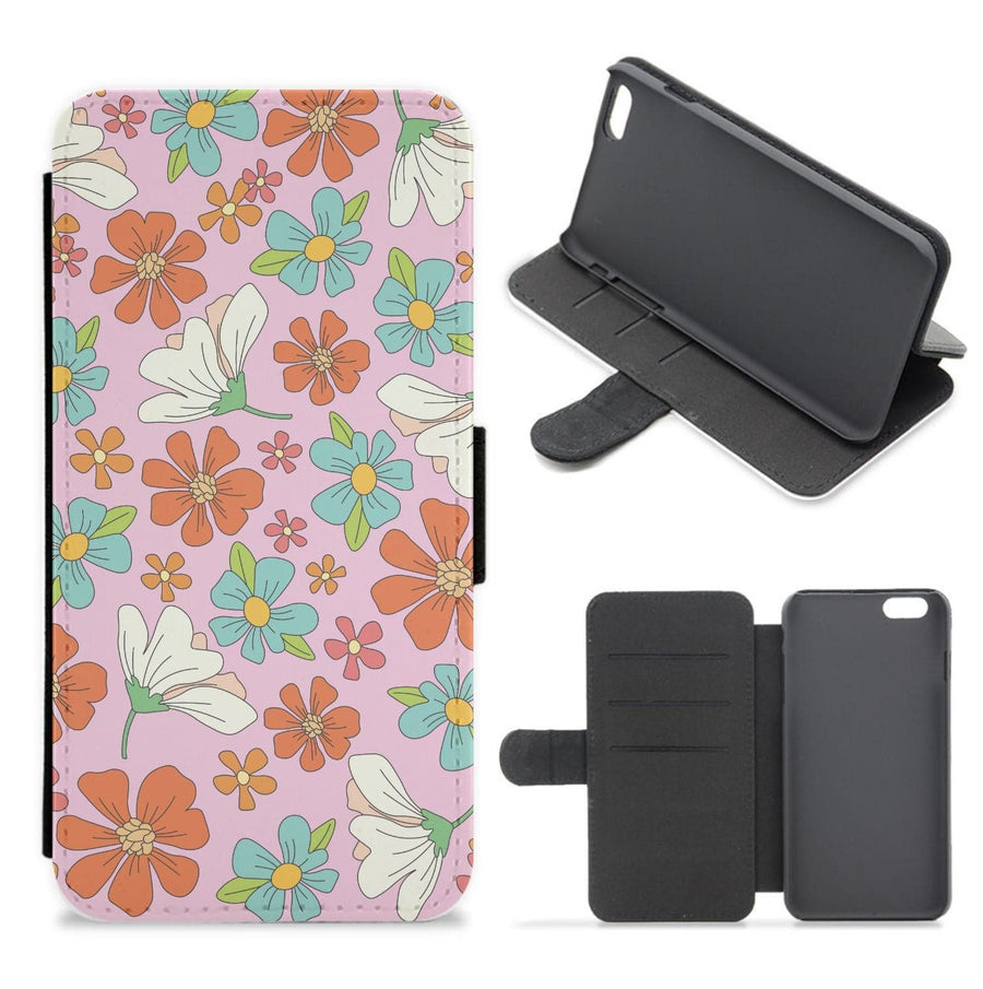 Pink Flower Pattern - Mothers Day Flip / Wallet Phone Case